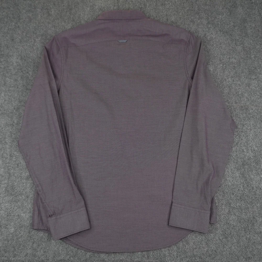 Original Penguin Button Up Shirt Mens Large Purple Heritage Slim Fit Long Sleeve